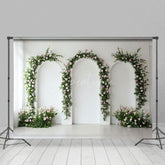 Aperturee - Aperturee Floral Arch White Wall Simple Sweet Wedding Backdrop